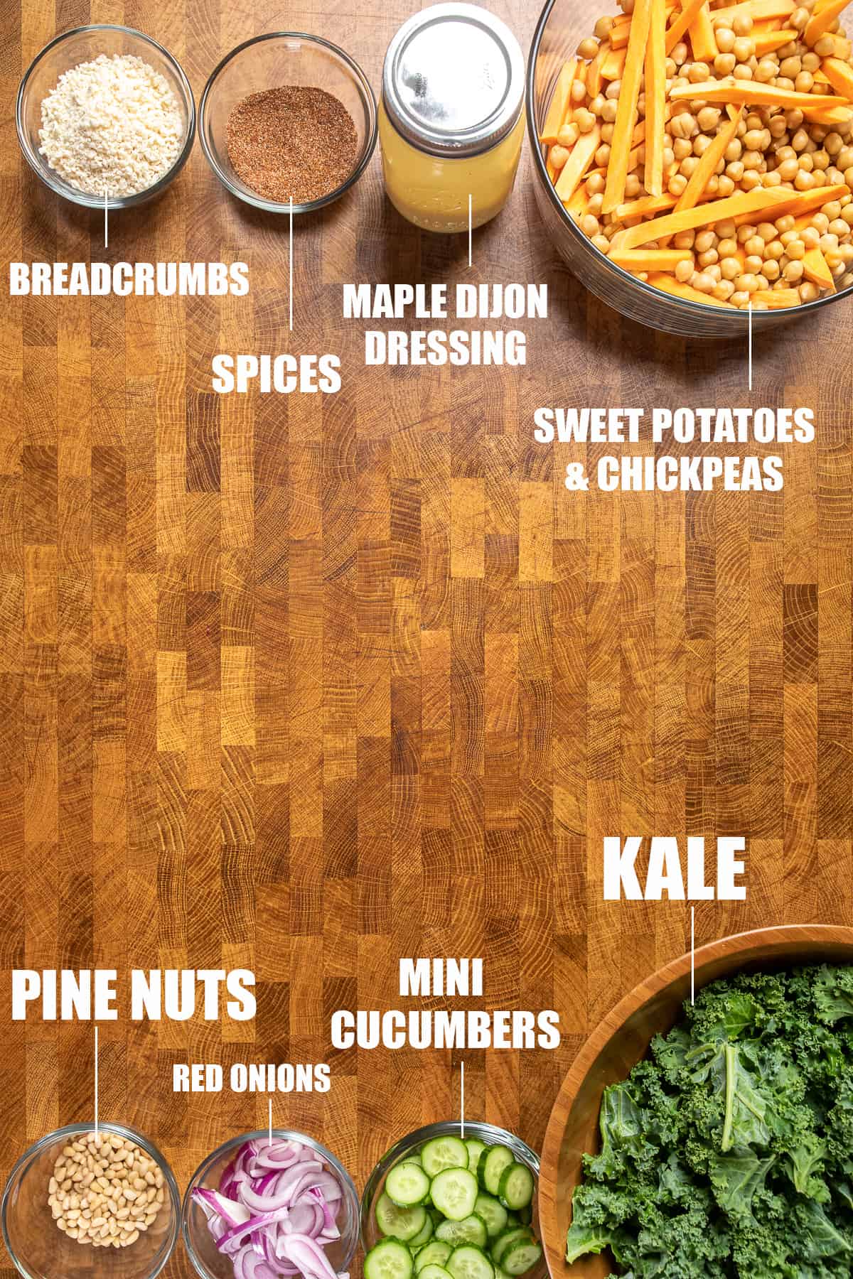 vegan kale crunch salad ingredients.