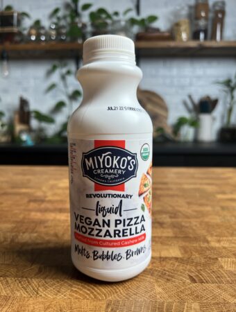 A bottle of Miyoko's liquid mozzarella.