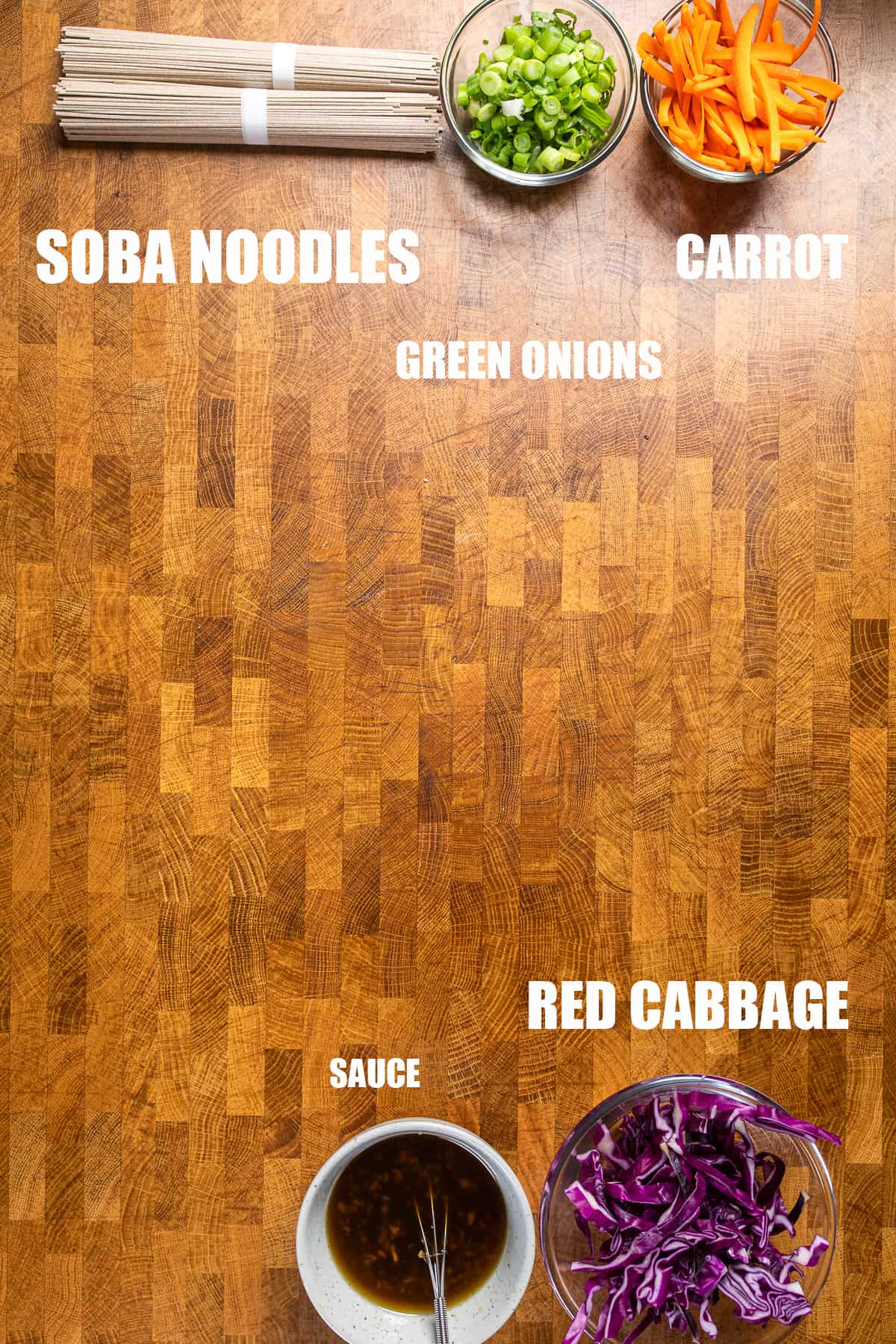 ingredients to make cold soba noodle salad.