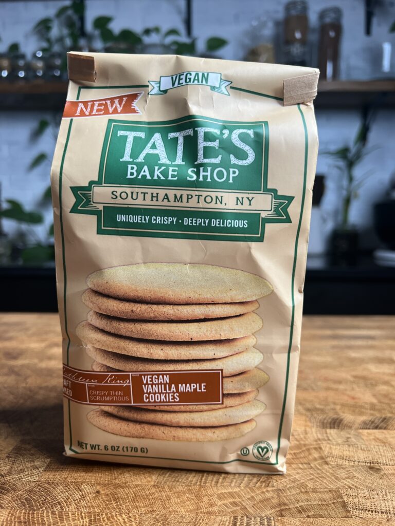 A bag of Tates Vanilla Maple Cookies.