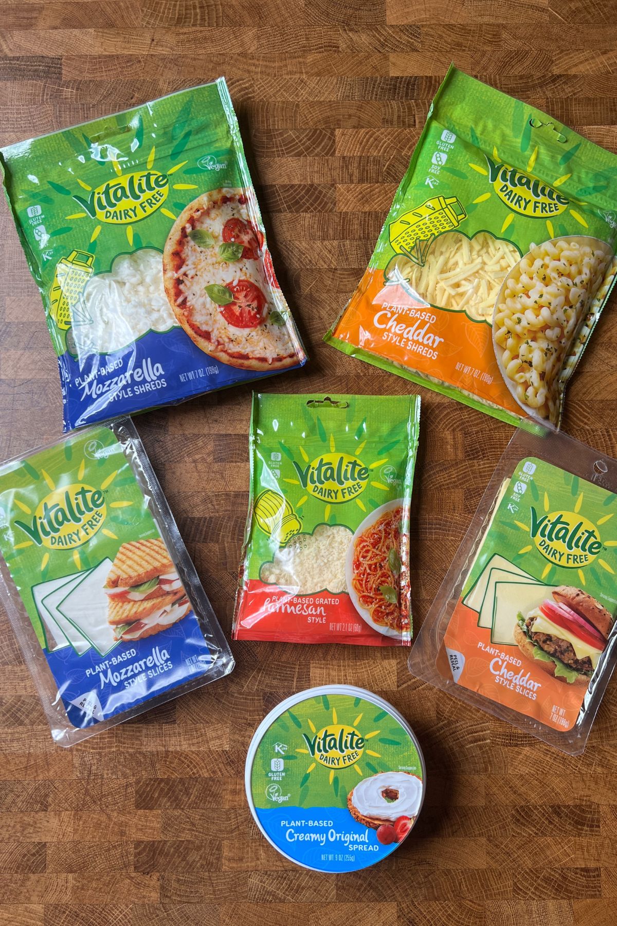 packages of vitalite vegan cheese options.